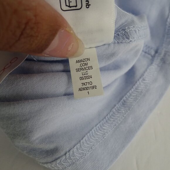 Amazon Essentials Light Blue Pajama Set Women Size M Button Up Top & Pants FLAW - Picture 8 of 16